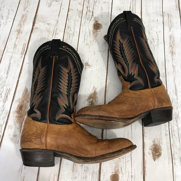 Tony Lama Cowboy Boots Size 10.5 mens Leather Western - Picture 14 of 17